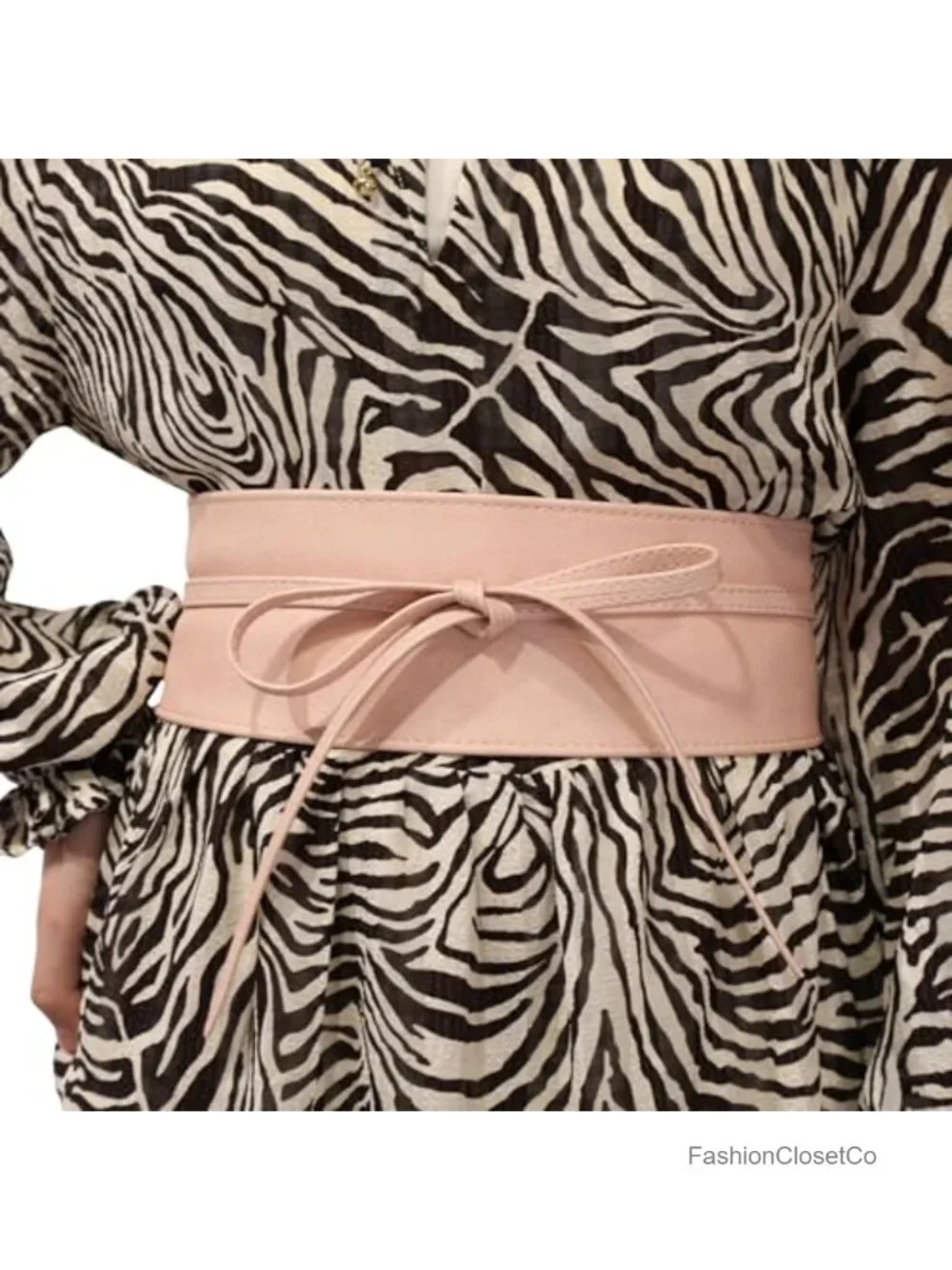 Faux Leather Obi Belt Wide Waist Lace-up Womens Fashion Accessory